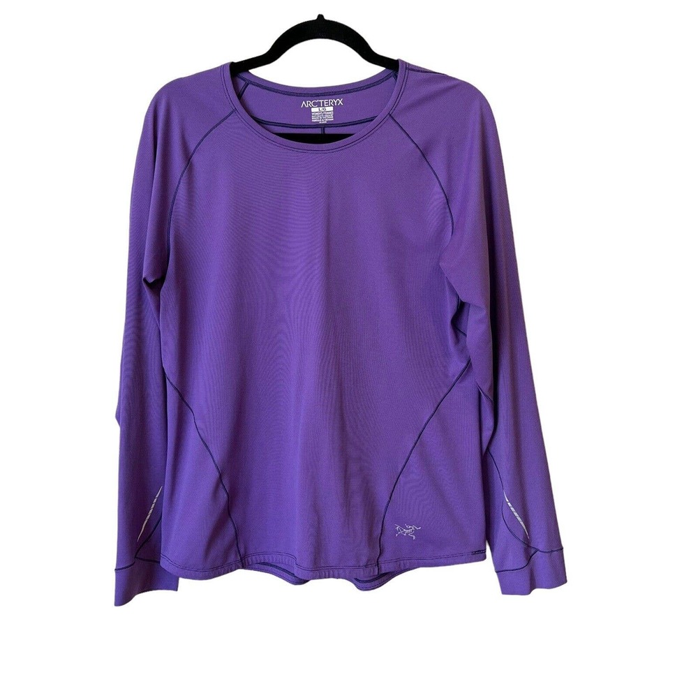 Arc'teryx Motus Crew Shirt Long Sleeve Crewneck Women’s Size Large Purple Logo